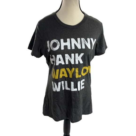 District T Shirt Womens M Johnny Hank Waylon Willie Country Music Graphic Tee - Picture 1 of 7
